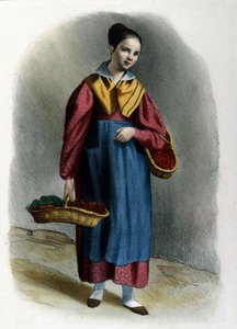 Nuori vaeltava mansikkamyyjä. Milanolainen metierkaiverrus Locarnosta vuodelta 1830. tekijältä Italian School