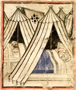 Lisää 15277 f.51 Israelilaiset harrastavat seksuaalista moraalittomuutta mooabilaisten naisten kanssa teltoissaan, n.1350-99 (vellum) tekijältä Italian School
