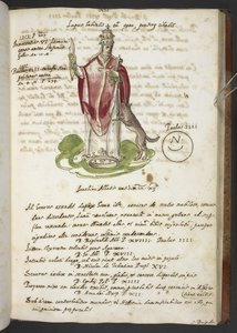 Lisää MS 17432 "Profetiat ja kuvat 15. paavista, kirjoittanut Joachim of Fiore..." (muste ja väri paperille) tekijältä Italian School