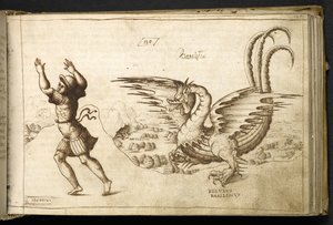 Lisää MS 82955 f.129r Dragon Historia Animaliumista tekijältä Italian School
