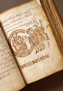 Bologneselaisen koulun Magi-käsikirjoituksen palvonta. (Ms.123-Foglio 40 r) 1000-luvun Rooma, Biblioteca Angelica tekijältä Italian School