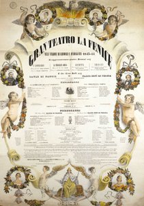 Venetsian Theater de La Fenice -teatterin juliste kaudelle 1843 - 1844. tekijältä Italian School