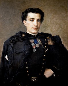 Alfredo Savio, tykistöupseeri, osallistui itsenäisyyssotaan 1859-60 (öljy kankaalle). tekijältä Italian School