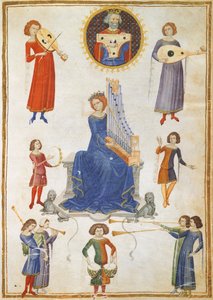 Musiikin allegooria, käsikirjoitus V A folio 27 Musiikkiinstituutista Severin Boezio tekijältä Italian School