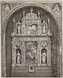 Alttari St Cita -kirkossa, Antonello Gagini, Palermo, Italia, kaiverrus G Cavallottin piirroksesta, L