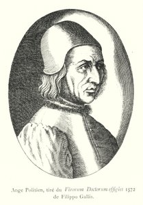 Ange Politien, tohtorimiesten muotokuva, 1572, Filippo Galli (kaiverrus) tekijältä Italian School