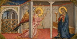 Marian ilmestys, Firenze, 1400-luvun alku-puoli (tempera paneelissa) tekijältä Italian School