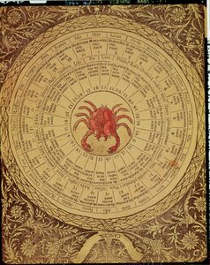 Astrologinen syövän taulukko "Hyvän ja huonon onnen kirjasta" (kaiverrus) tekijältä Italian School