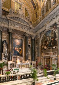 Barokkitide: Sisäkuva Rooman Jeesuksen Pyhän Nimen jesuiittakirkosta (chiesa del Gesu) tekijältä Italian School