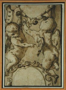 Kerubit, 1600-luvun alku (kynä ja muste ja pesu paperille) tekijältä Italian School