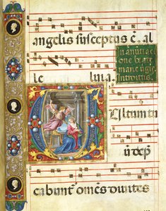 Kuorominiatyyri ja Annunciation (pigmentti vellum) tekijältä Italian School