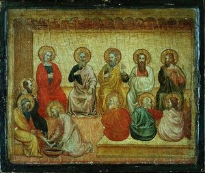 Kristus pesee opetuslasten jalkoja, Arezzo, n. 1390 tekijältä Italian School