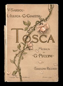 Kansi, Libretto della Tosca, kirjoittanut Giacomo Puccini, Ricordi Edition, Italia tekijältä Italian School