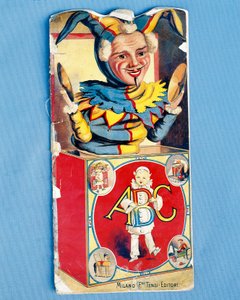 ABC-aakkoset-kirjan kansi, kuvitettu lasten alkeiskirja, julkaisija veljekset Tensi, Milano, Italia, 20. vuosisata. tekijältä Italian School