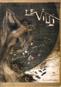 Oopperan "" Le Villi" (1884) partituurin kansi kahdessa näytöksessä Puccinin laululle ja pianolle (1858 - 1924). Ricordi versiot. tekijältä Italian School