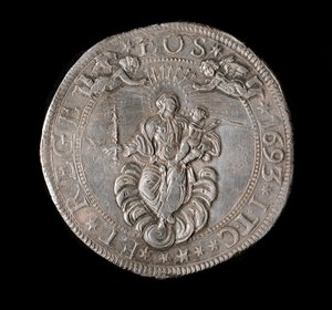 Geenien tasavallan valuutta: viiden ecun hopeakolikko. Halk. 61 mm. 1693. Takaisin. Genes Musei di Strada Nuova tekijältä Italian School