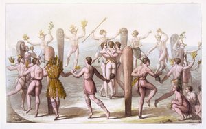 Virginian alkuperäisasukkaiden tanssit, n. 1820 tekijältä Italian School