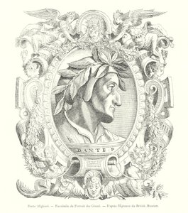 Dante Alighieri, Faksimile Giuntin muotokuvasta, British Museum -todiste (kaiverrus) tekijältä Italian School