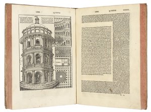 "Vallan kirjan arkkitehtuuri" kirjoittanut Marcus Pollio Vitruvius tekijältä Italian School
