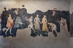 Yksityiskohta freskoista, Camera Pinta (maalattu huone) tekijältä Italian School