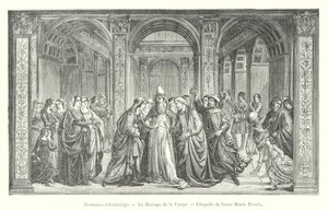 Domenico Ghirlandajo, Neitsyen häät, Santa Maria Novellan kappeli (kaiverrus) tekijältä Italian School