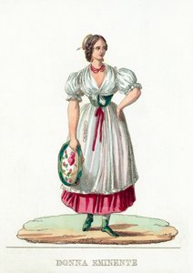 Donna Eminente (värillinen kaiverrus) tekijältä Italian School