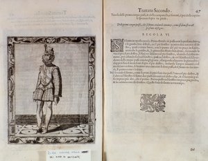 Italialaisen tanssijan Cesare Negrin Le Gratie dAmore (Le Grazie dAmore) kaksoissivu nimeltä Il Trombone (1536-1604), tanssisopimus tekijältä Italian School