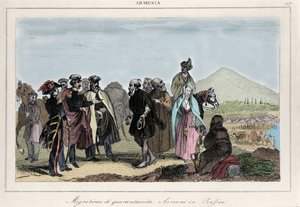 Armenialaisten muutto Venäjälle. 1800-luvun kaiverrus tekijältä Italian School
