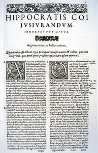 Ote Hippokrateen valasta latinaksi ja kreikaksi, 1588 tekijältä Italian School