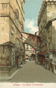 Firenze, Italia, Orsanmichelen kirkko (värilitografia) tekijältä Italian School