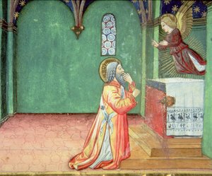 Fol.142r Enkeli ilmestyy Sakariasille temppelissä (vellum) tekijältä Italian School