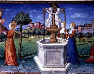 Fol.34v Arkkienkeli Rafael vierailee Marialla (vellum) tekijältä Italian School