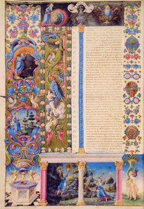 Fol.5v Genesis. Universumin luominen Borso d