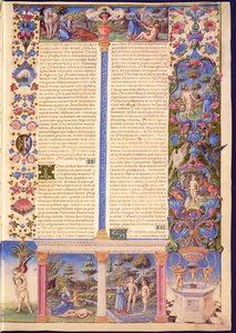 Fol.6r Genesis. Aadamin ja Eevan luominen Borso d