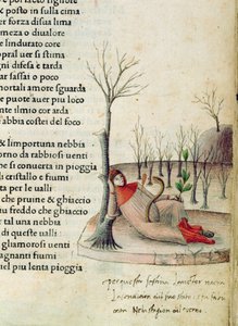 Fol. 52r Petrarchin teoksesta Canzoniere e Trionfi, n. 1470 tekijältä Italian School