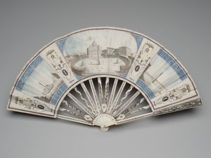 Taitettava tuuletin, josta on näkymät Rooman monumenteille, n. 1780-1790 tekijältä Italian School