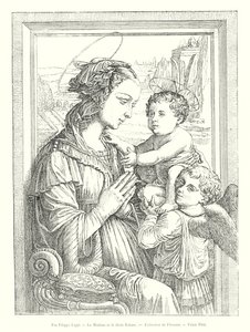 Fra Filippo Lippi, Madonna ja jumalallinen lapsi, Firenzen kokoelma, Palazzo Pitti (kaiverrus) tekijältä Italian School