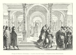 Domenico Ghirlandajon fresko, Chasing Joachim temppelistä, Santa Maria Novellan kappeli (kaiverrus) tekijältä Italian School