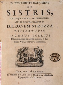 Etukappale Benedictus Bacchiniuksen "De sistristä". tekijältä Italian School