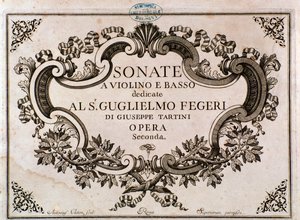 Giuseppe Tartinin sonaattien nuotioiden etukappale (litho) tekijältä Italian School