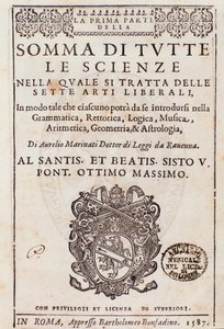 Etukappale otettu julkaisusta Sum of all sciences, essee vapaista taiteista, kirjoittanut Aurelio Marinati tekijältä Italian School