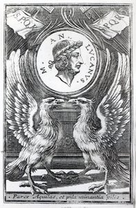 Marcus Annaeus Lucanuksen etukappale Lucans Pharsalialle, painos julkaistiin vuonna 1663 tekijältä Italian School