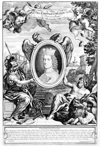 Augustuksen muinaisen kaaren etulevy, jossa on kardinaali Pietro Ottobonin muotokuva, kaivertanut Robert van Audenaerde, 1690 tekijältä Italian School