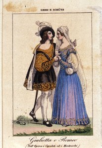 Giulia Grisi ja Schutz tulkitsemassa Romeoa ja Juliaa Vincenzo Bellinin teoksessa I Capuleti e i Montecchi (Les Capulet et les Montaigu) tekijältä Italian School