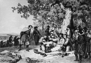Giuseppe Garibaldi (1807-82) loukkaantui Aspromonten taistelussa vuonna 1862 tekijältä Italian School