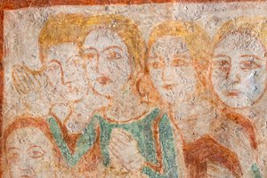 Ryhmä uskollisia fresko tekijältä Italian School