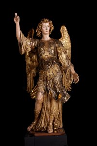 Guardian Angel (puuveistos, maalaus ja kulta tekijältä Italian School