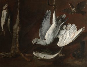 Jänis, lusikkanokka ja kala, 1600-luvun puoliväli tekijältä Italian School