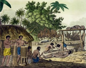 Human Sacrifice at Otaheite, levy 84 Le Costume Ancien et Modernesta, Jules Ferrario, julkaistu noin 1820-30-luvulla (katso myös 10204) tekijältä Italian School