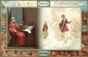 Kuvitus Danten teokseen "Jumalainen komedia" (värilitografia). tekijältä Italian School